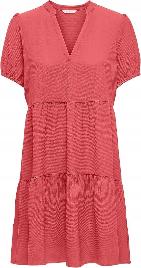 ONLY SUKIENKA RÓŻOWA Z KRÓTKIM RĘKAWEM DAMSKA GŁADKA S J5A