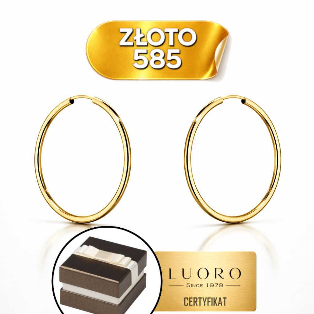 KOLCZYKI ZŁOTE 585 14K KOŁA 3 CM LEKKIE KLASYCZNE ZAPIĘCIE KREOL