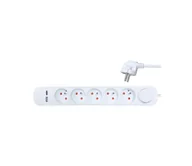 Przedłużacze i rozgałęźniki - Solight PP152USBC - Przedłużacz z wyłącznikiem 5Z + 2xUSB 3m biały - miniaturka - grafika 1