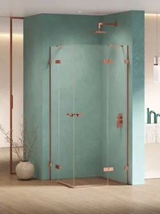 New Trendy Miedziana kabina prysznicowa podwójne drzwi uchylne 110x110 EXK-6448 Eventa Copper Shine - Kabiny prysznicowe - miniaturka - grafika 1