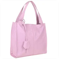 Torebki damskie - Duża torebka włoska shopper bag skóra naturalna róż landrynkowy - miniaturka - grafika 1