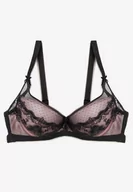 Biustonosze - Szaro-Różowy Koronkowy Biustonosz Push Up Maddea - miniaturka - grafika 1