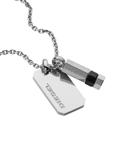 Diesel DX1156040 Naszyjnik męski DOUBLE PENDANT stal szlachetna srebrny 55 cm - Naszyjniki męskie - miniaturka - grafika 1