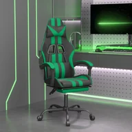 Fotele gamingowe - Lumarko Fotel gamingowy z podnóżkiem, czarno-zielony, sztuczna skóra - miniaturka - grafika 1