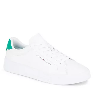 Półbuty męskie - Sneakersy Tommy Hilfiger Th Court Leather FM0FM04971 White/Olympic Green 0K4 - grafika 1