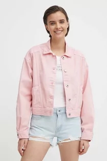 Kurtki damskie - Pepe Jeans kurtka jeansowa damska kolor różowy przejściowa - grafika 1