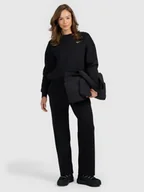 Spodnie sportowe damskie - 4F Spodnie dresowe z szerokimi nogawkami damskie - czarne XL - miniaturka - grafika 1