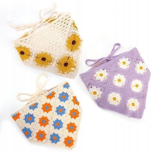 3 SZT. KWIATOWE SZYDEŁKOWE BANDANY DLA KOBIET KWIATOWE SZYDEŁKOWE BANDANY