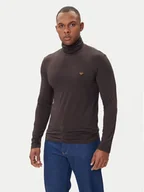 Swetry męskie - Emporio Armani Underwear Golf EM000388 AF14988 U6031 Brązowy Slim Fit - miniaturka - grafika 1