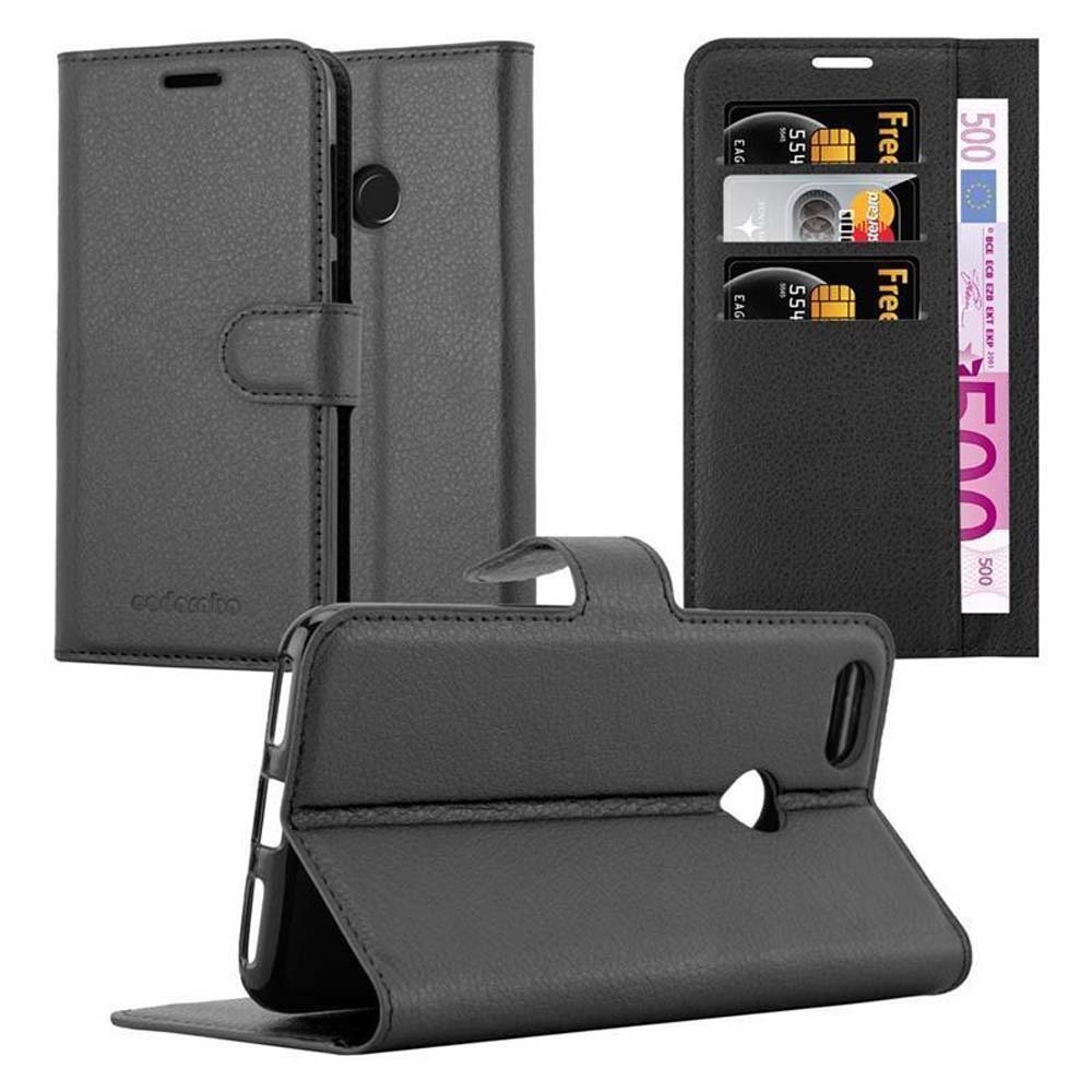 Etui Cadorabo na telefon komórkowy Huawei Enjoy 7 w kolorze PHANTOM BLACK z zapięciem magnetycznym, funkcją podstawki i kieszenią na karty Etui Etui ochronne z klapką w stylu książki
