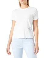 Koszulki i topy damskie - Tommy Hilfiger Damskie topy z dzianiny Regular Round Md Th C-nk Ss S/S, Ecru, 3XL duże rozmiary wysoki - miniaturka - grafika 1