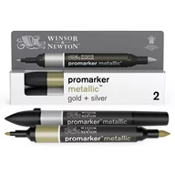 Kredki, ołówki, pastele i pisaki - Winsor&Newton, zestaw Promarker, złoty i srebrny - miniaturka - grafika 1