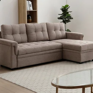 Kanapa narożna rozkładana dwustronna w kolorze taupe DERAMOP - Sofy i kanapy Kanapa narożna rozkładana dwustronna w kolorze taupe DERAMOP - Sofy i kanapy - miniaturka - grafika 1