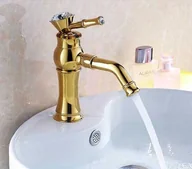 Baterie umywalkowe - Bateria umywalkowa retro CLARA srebrny chrom - złoty - miniaturka - grafika 1