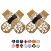 Skarpetki dla dzieci - EXPAWLORER Skarpety dla psów z uchwytami – dwustronne antypoślizgowe skarpety do podłóg z twardego drewna, zatrzymaj lizanie rannych łap, regulowane skarpetki z dodatkową przyczepnością dla małych, - miniaturka - grafika 1