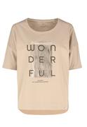 Bluzki damskie - Luźna koszulka z napisem, Comfort Fit, T-WONDERFUL - Volcano - miniaturka - grafika 1