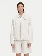 Kurtki damskie - adidas Kurtka przejściowa Pinstripe Harrington JJ3476 Biały Loose Fit - miniaturka - grafika 1