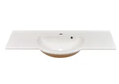 Umywalki - Umywalka wpuszczana w blat, asymetryczna, biała, 110 x 43 cm - miniaturka - grafika 1