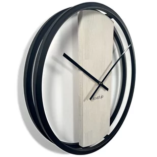 Zegar okrągły dębowy LOFT OVAL dąb bielony 50cm - Zegary - miniaturka - grafika 1