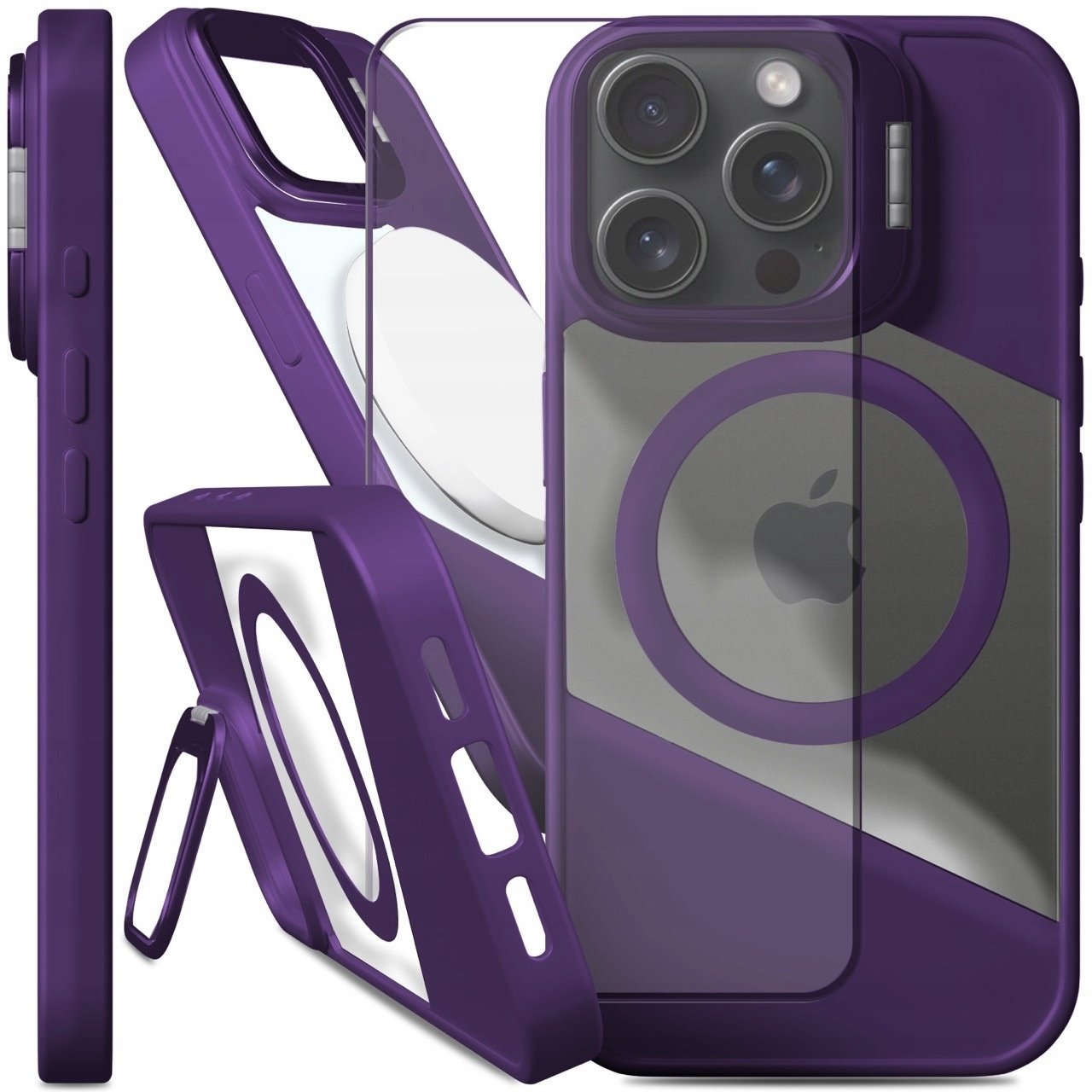 Etui Do Magsafe Do Apple iPhone 15 Pro Fusion, Fioletowe, Clear Szkło