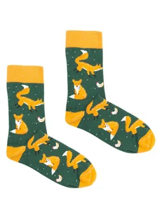 Skarpetki kolorowe zielone lisy liski - Skarpetki męskie - miniaturka - grafika 1