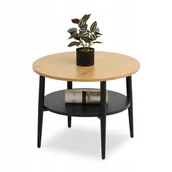 Ławy i stoliki kawowe - Okrągły Stolik Kawowy Z Półką Do Pokoju Dzinnego Renne S Dąb Czarny - miniaturka - grafika 1