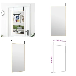vidaXL Lustro do drzwi Golden 50x100 cm szkło i aluminium - Lustro do drzwi - Lustro ścienne - Lustro wiszące - Lustro do garderoby - Lustra - miniaturka - grafika 1