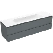 Szafki łazienkowe - Mexen Rivel szafka łazienkowa 160 cm z umywalką Vela, 2 szuflady, ryflowana , grafit mat/biała mat - 91A20-16047-2-BFF66-W23M - miniaturka - grafika 1