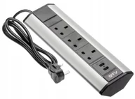 Przedłużacze i rozgałęźniki - Przedłużacz biurkowy kątowy, 3x gniazdo UK, 2xUSB - miniaturka - grafika 1