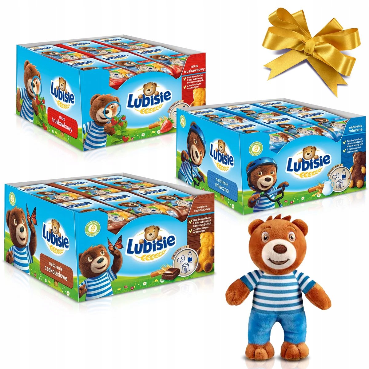 Lubisie Ciastko Biszkoptowe Nadzienie Mleczne Truskawka Czekolada 24 szt