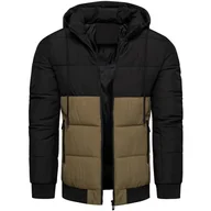 Kurtki męskie - Kurtka męska ocieplana z odczepianym kapturem dwukolorowa Recea - miniaturka - grafika 1