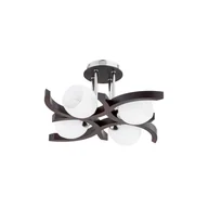 Lampy sufitowe - Lampa sufitowa wisząca Mida ciemne drewno-biała-chromowana 4xE14x10W dekoracyjna wym: 22 x 50 x 50 cm metal Alfa - miniaturka - grafika 1