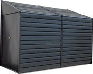 Altany ogrodowe - vidaXL Spacemaker Metalowa szopa na narzędzia przybudówka 410 Szary 124x295x208cm - miniaturka - grafika 1