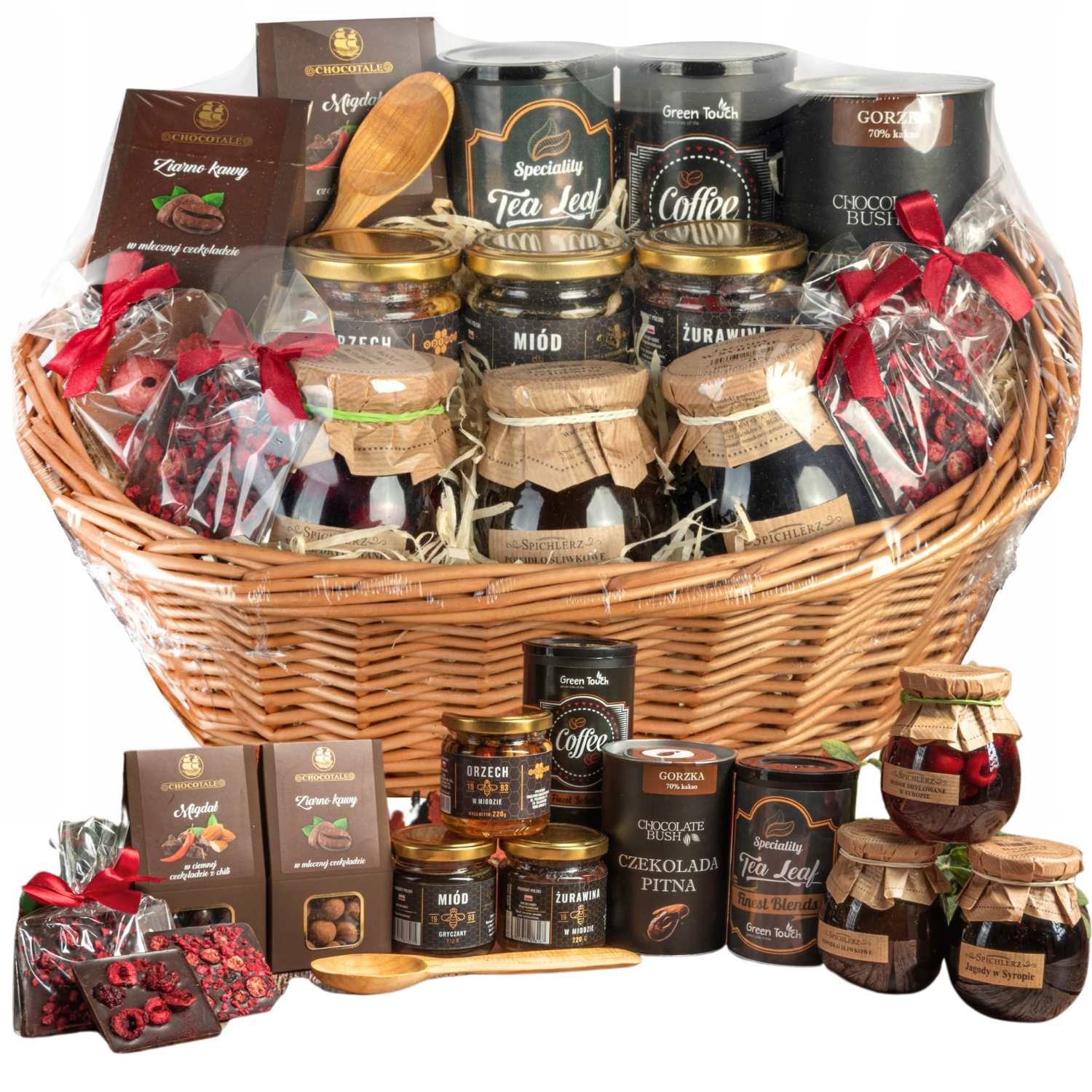 Kosz Prezentowy Duży Gotowy Zestaw Herbat Przetwory Na Urodziny