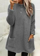 Bluzy damskie - Bluza miś długa z kieszeniami - Attirra - miniaturka - grafika 1