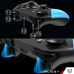 Gamepad Pad bezprzewodowy Bluetooth Alogy kontroler do gier + uchwyt na telefon Android iOS PS3 PS4 PC TV Nintendo Switch Joystick Czarny - Kontrolery gier na PC - miniaturka - grafika 8