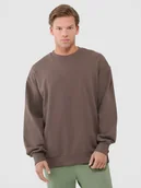 Bluzy męskie - 4F Bluza dresowa oversize nierozpinana bez kaptura męska - brązowa L - miniaturka - grafika 1