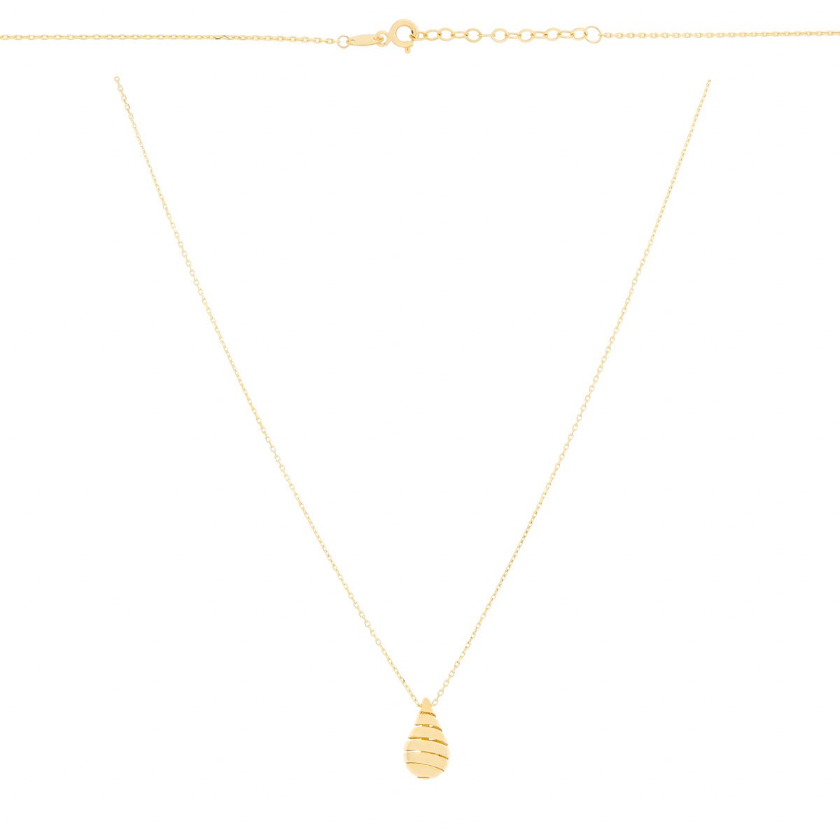 Złoty naszyjnik celebrytka nacinana kropla na łańcuszku 42-45 cm pr. 585