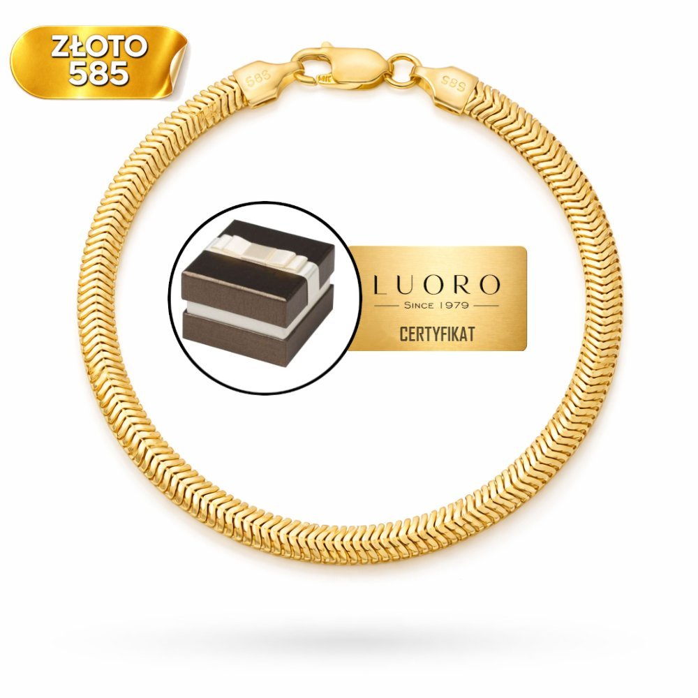 BRANSOLETKA ZŁOTA 585 14K SPLOT ŻMIJKA 4,2 MM DELIKATNA 19 CM ELEGANCKA