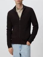 Swetry męskie - Reserved - Rozpinany sweter z golfem - ciemnobrązowy - miniaturka - grafika 1