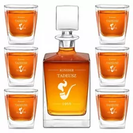 Karafki - Karafka do whisky cube z 6 szklankami i grawerem - miniaturka - grafika 1