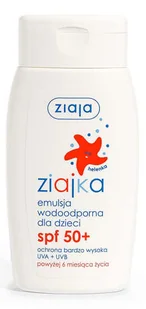 Ziaja Ziajka Słoneczna emulsja wodoodporna dla dzieci powyżej 12 miesięcy SPF50+ 125ml - Balsamy i kremy do opalania - miniaturka - grafika 1