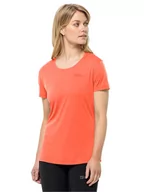 Koszulki sportowe damskie - Jack Wolfskin Koszulka sportowa "Tech" w kolorze pomarańczowym - miniaturka - grafika 1