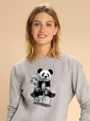 Bluzy damskie - WOOOP Bluza "Panda Bicycle" w kolorze szarym - miniaturka - grafika 1