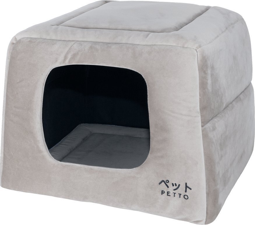 PETTO Domek legowisko 2w1 Uchi Velvet Jasnobeżowy