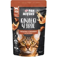 Mokra karma dla kotów - Karma dla kota PAN MIĘSKO Kawałki w sosie Cielęcina z jeleniem 85 g - miniaturka - grafika 1