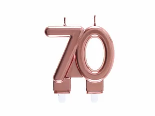 Świeczka na 70-tkę różowe złoto - 7,5 cm - 1 szt. - Urodziny dla dorosłych - miniaturka - grafika 1
