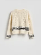 Swetry damskie - Reserved - Wełniany sweter - złamana biel - miniaturka - grafika 1