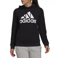 Bluzy sportowe damskie - Bluza adidas Loungewear Essentials Logo Fleece Hoodie GL0653 - czarna - Adidas - miniaturka - grafika 1