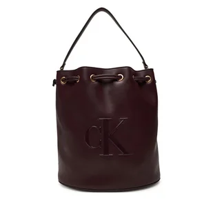 Torebka Calvin Klein Bold Ck Large Bucket Bag LV04F3232G Bordowy - Torebki damskie - miniaturka - grafika 1